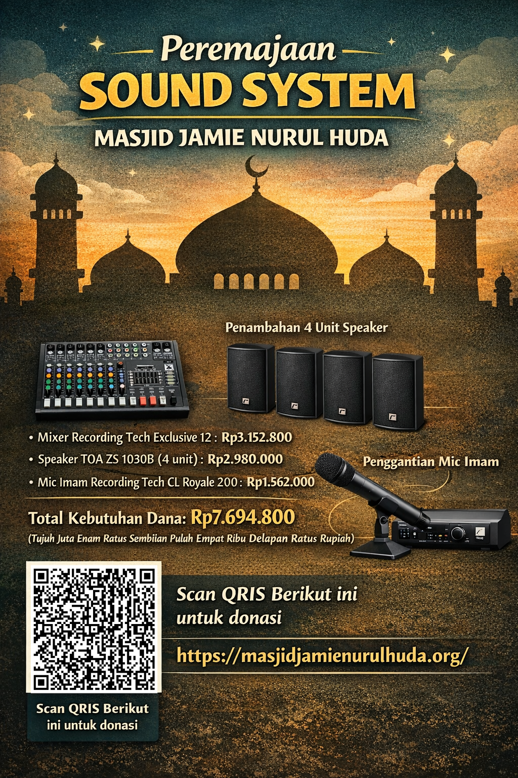 Peremajaan Sound System Masjid Jami’e Nurul Huda